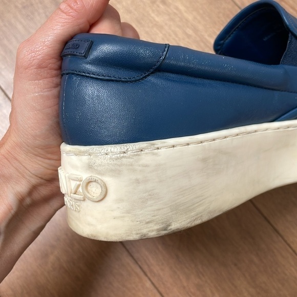KENZO Tiger platform slip-ons blue marine light Blue leather sneaker sz 8.5 (39) - Picture 9 of 13
